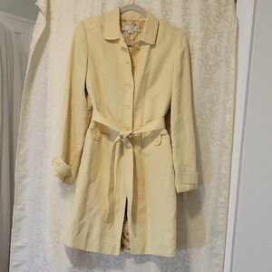 LOFT Yellow/Cream Trench Coat with Belt